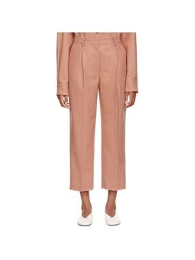 Acne Cropped Pleated Trousers in Dusty Rose pink Milli pants wool